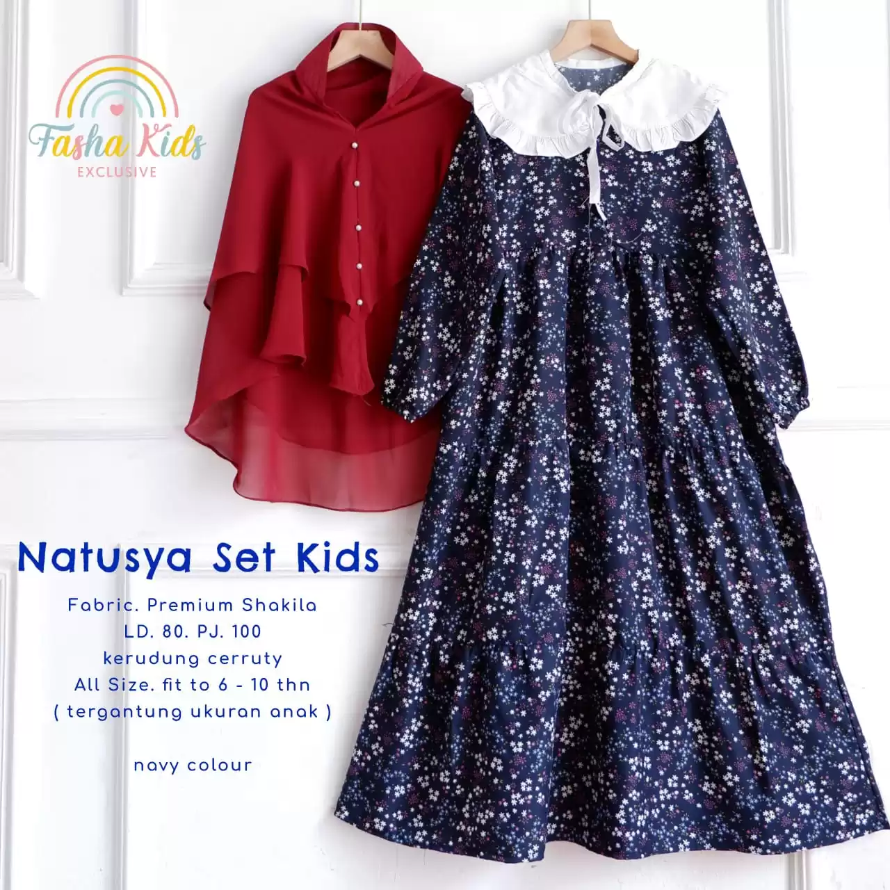 Grosir Dress Anak Natusya Set Kids Navy Muko Muko