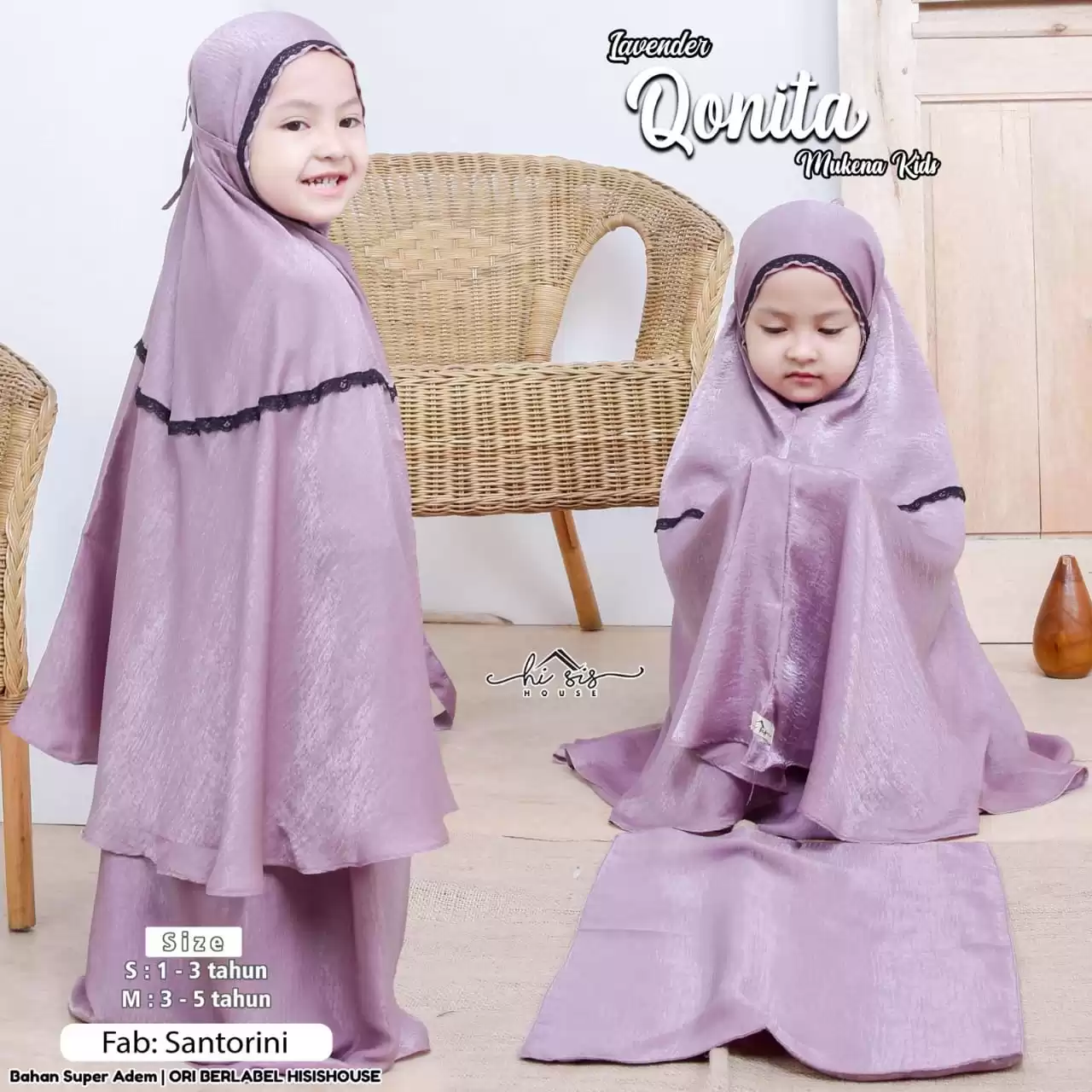 Grosir Hi Sis Qonita Mukena Kids Lavender Lampung